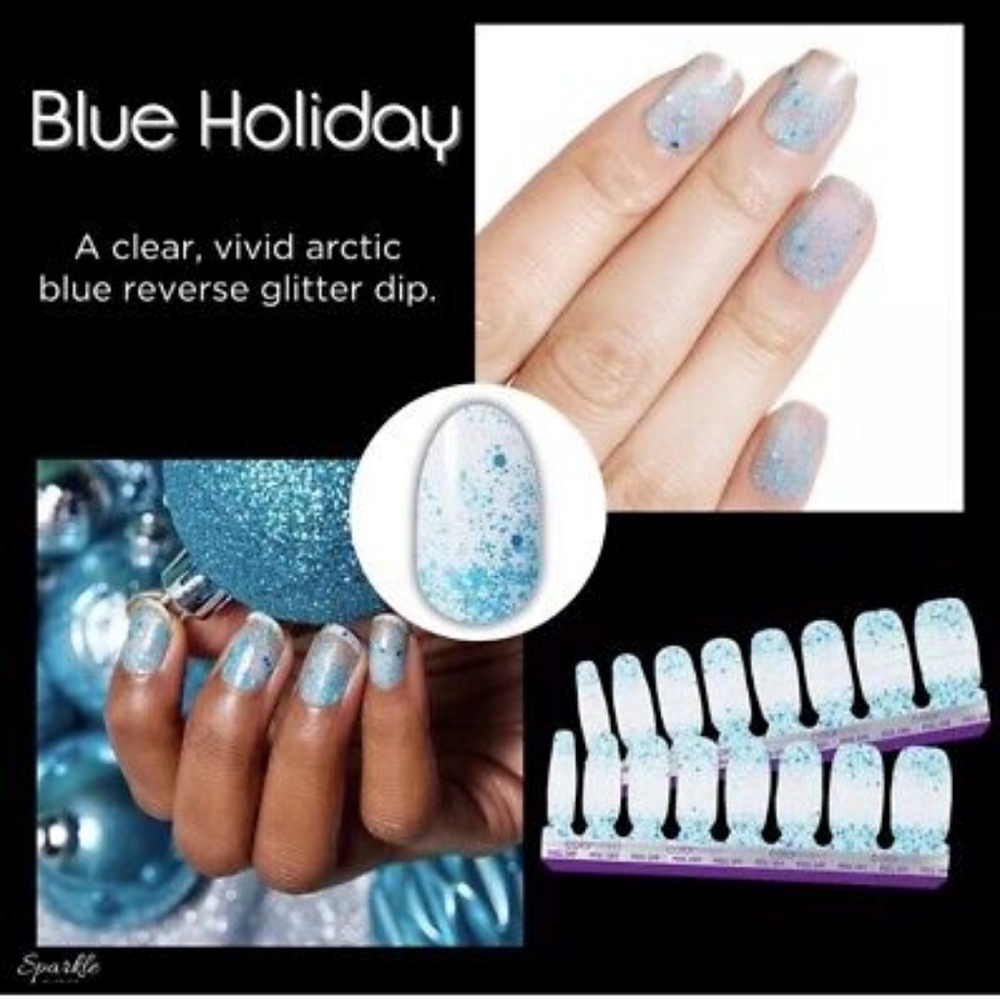 Color Street Blue holiday nail strips
